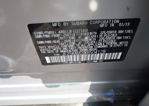 2019 Subaru Forester Limited z USA, uszkodzony, nr VIN JF2SKAUC9KH504128